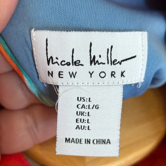 Nicole Miller Womens Artsy Maxi Dress Size L Colorful Resortwear Wedding Guest - Picture 9 of 9